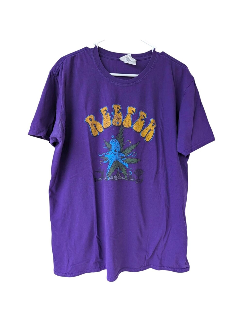 Cannabox T Shirt Men XL Purple Reefer Octopus Marijuana Weed Graphic Tee 23.5x28